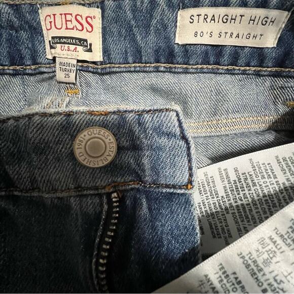 Guess Jeans Eco High-Rise 80s Straight Leg Denim Jeans In Confidence Wash - Picture 10 of 14